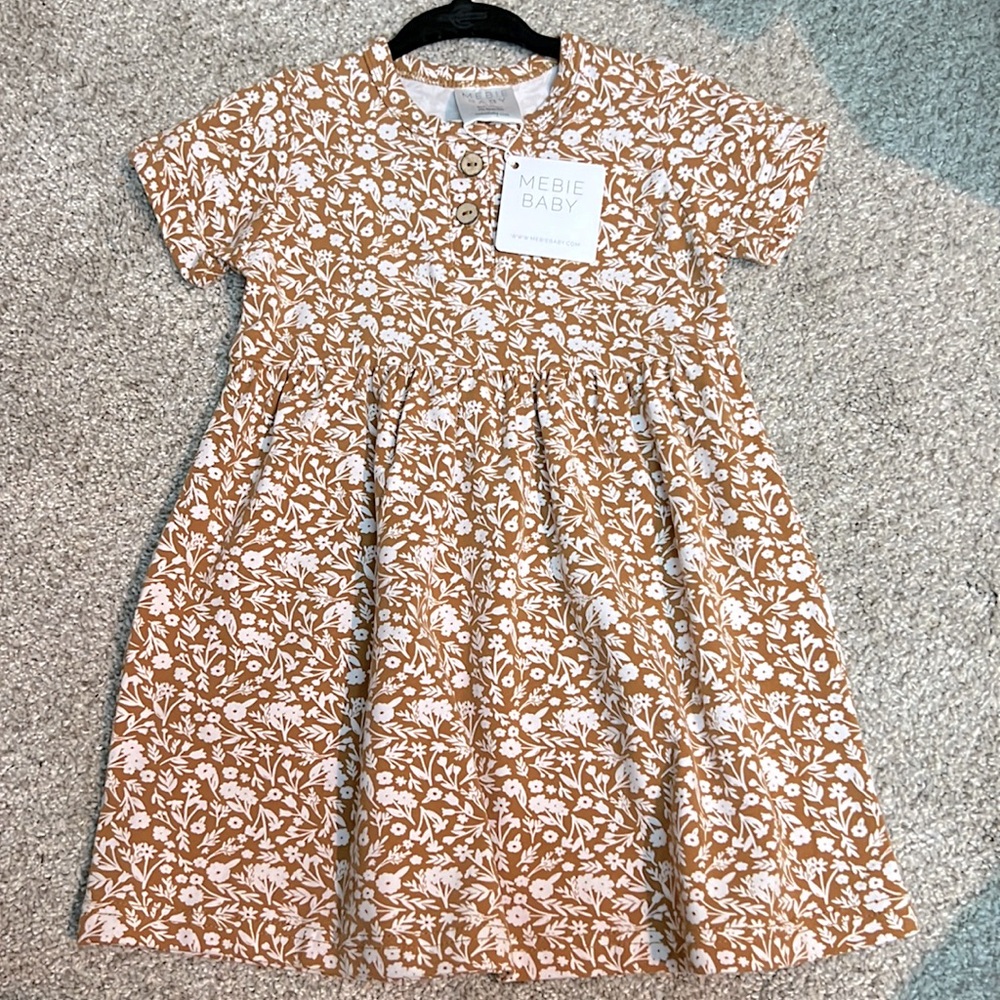 NWT Mebie Baby mustard Floral cotton Dress 18m